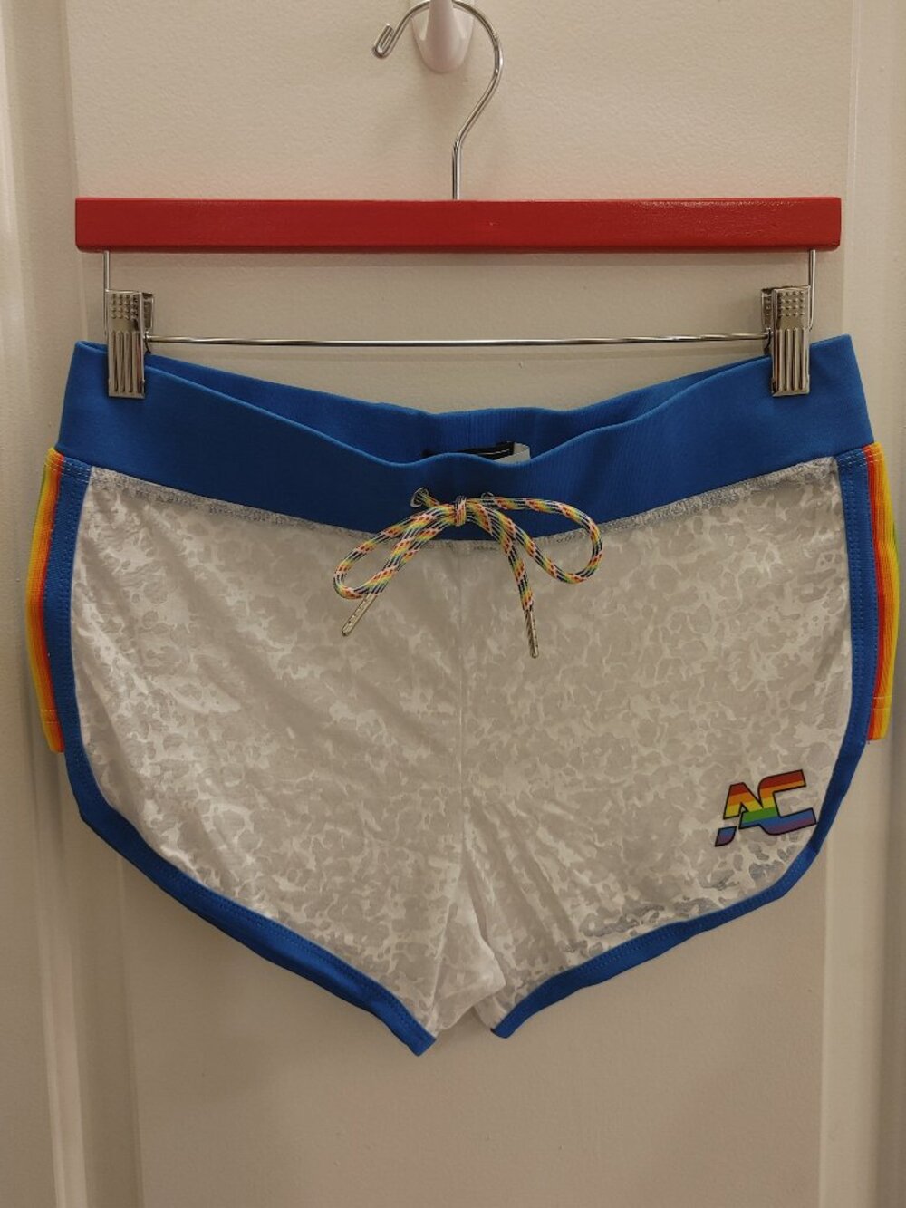 Andrew Christian Pride Running Shorts - Burnout White Pattern - Large